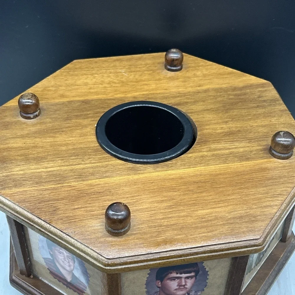 Vintage Wooden Octogan Photo Box Lazy Susan Photo Carousel. Grandma Core